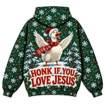 Honk If You Love Jesus Christian 3D Hoodie – Funny Christmas Goose