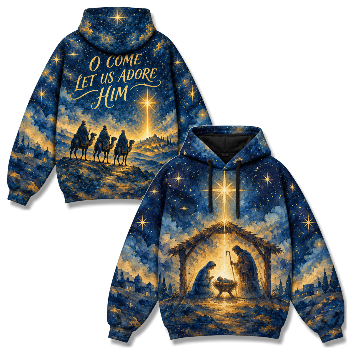 O Come Let Us Adore Him Christian 3D Hoodie – Nativity Wise Men