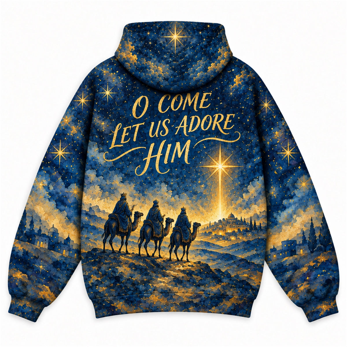 O Come Let Us Adore Him Christian 3D Hoodie – Nativity Wise Men