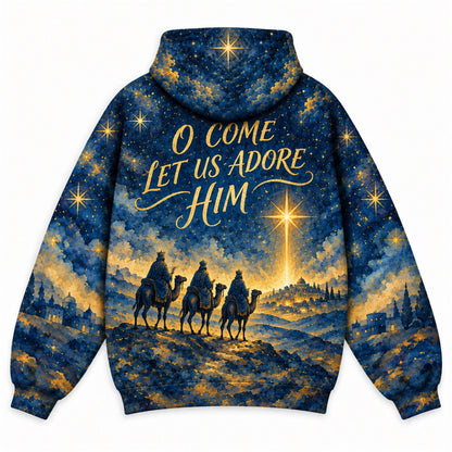 O Come Let Us Adore Him Christian 3D Hoodie – Nativity Wise Men