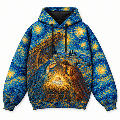 O Holy Night Nativity Christian 3D Hoodie – Van Gogh Starry Night