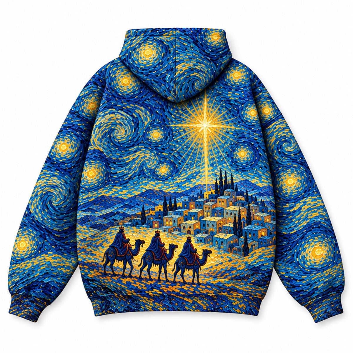 O Holy Night Nativity Christian 3D Hoodie – Van Gogh Starry Night