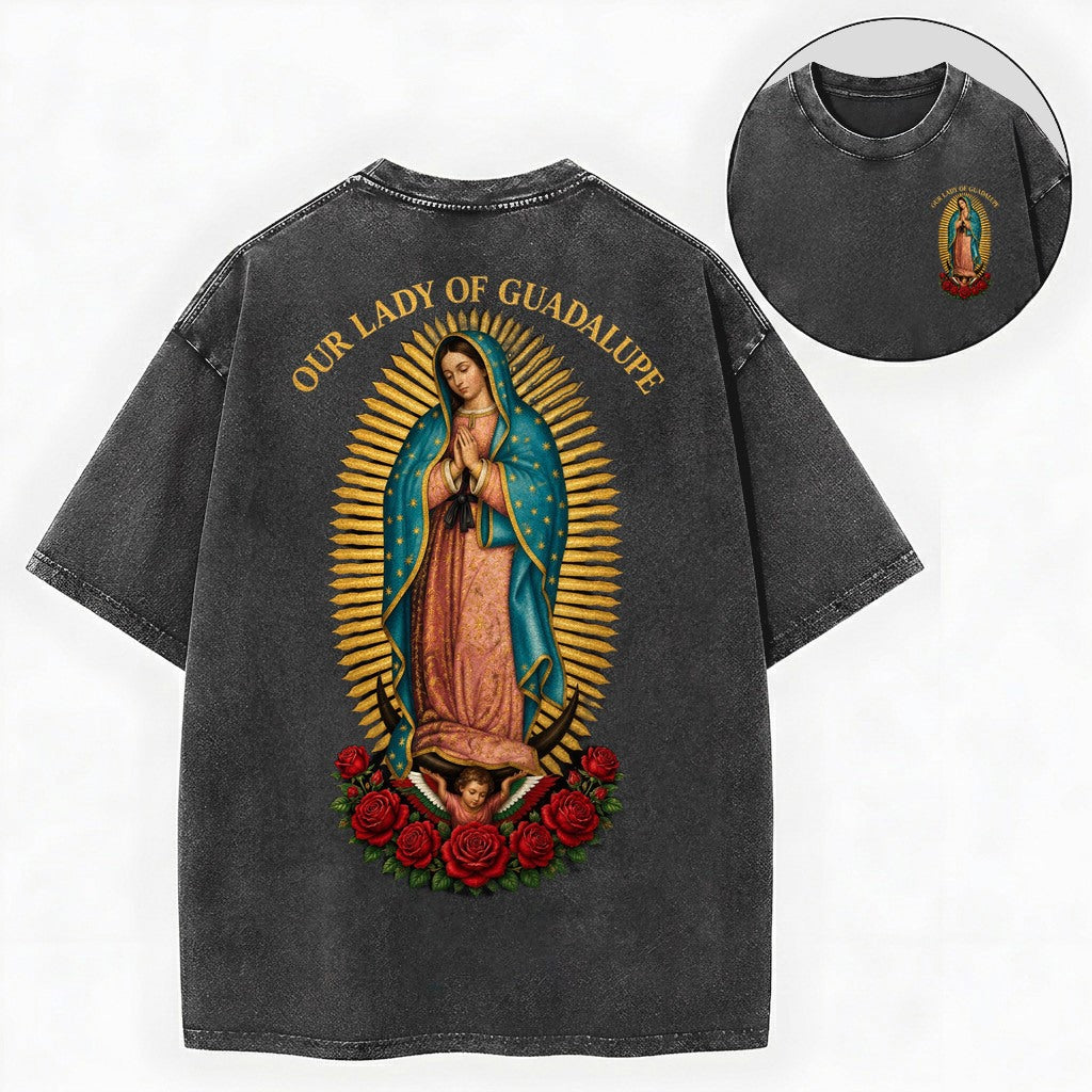 Our Lady of Guadalupe Shirt – Catholic Vintage Unisex Washed Tee