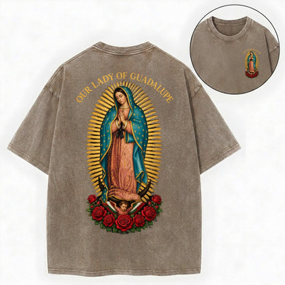 Our Lady of Guadalupe Shirt – Catholic Vintage Unisex Washed Tee