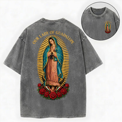 Our Lady of Guadalupe Shirt – Catholic Vintage Unisex Washed Tee
