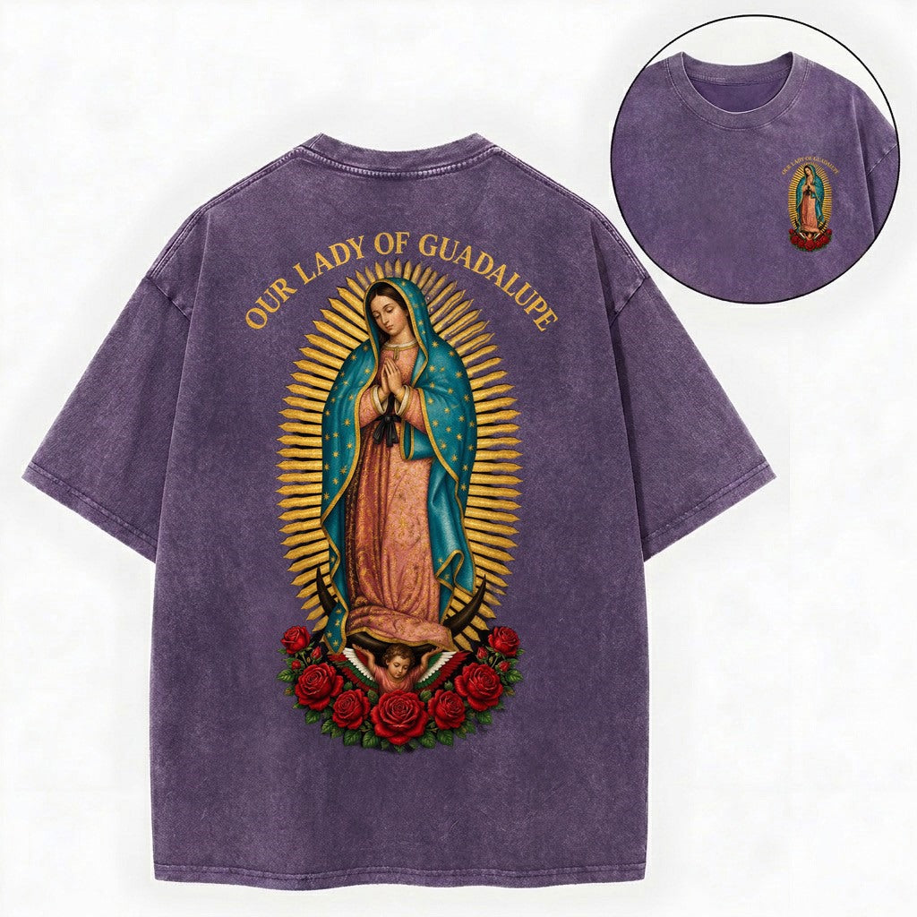 Our Lady of Guadalupe Shirt – Catholic Vintage Unisex Washed Tee