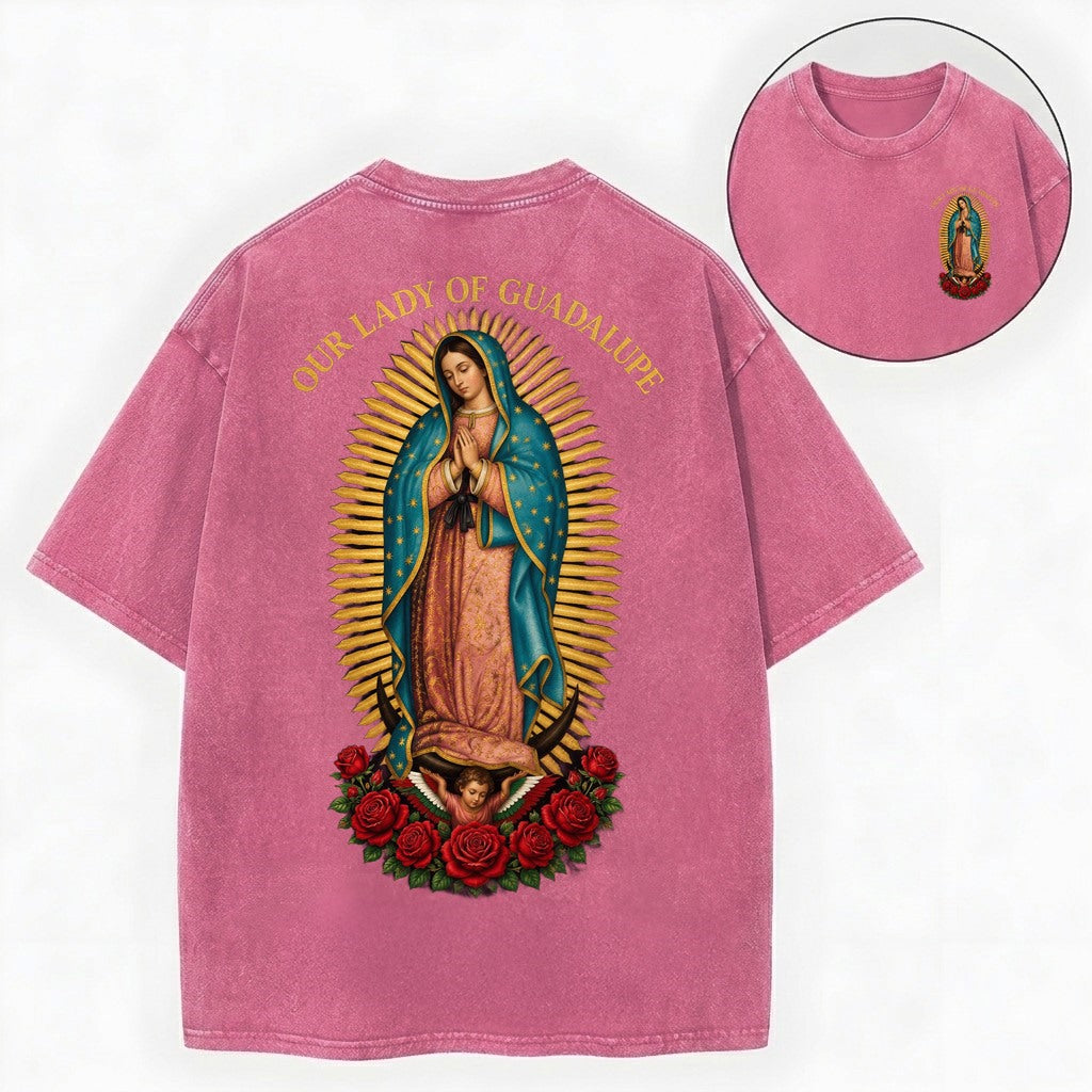 Our Lady of Guadalupe Shirt – Catholic Vintage Unisex Washed Tee