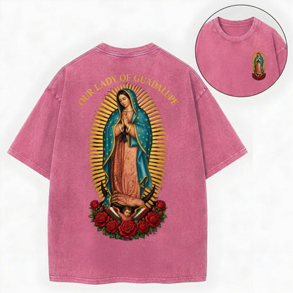 Our Lady of Guadalupe Shirt – Catholic Vintage Unisex Washed Tee