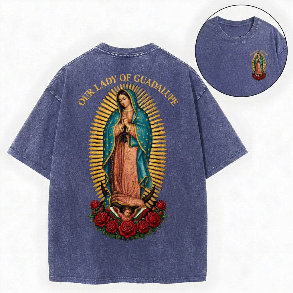 Our Lady of Guadalupe Shirt – Catholic Vintage Unisex Washed Tee
