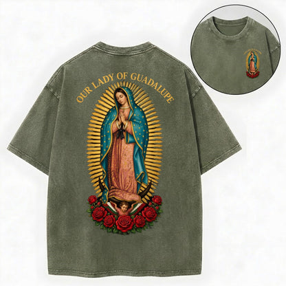 Our Lady of Guadalupe Shirt – Catholic Vintage Unisex Washed Tee