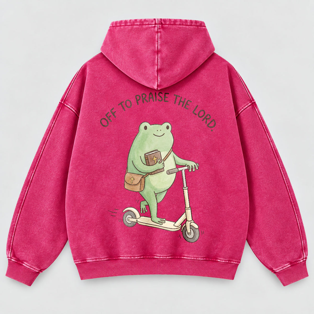 Off To Praise The Lord Washed Hoodie –  Funny Christian Hoodie