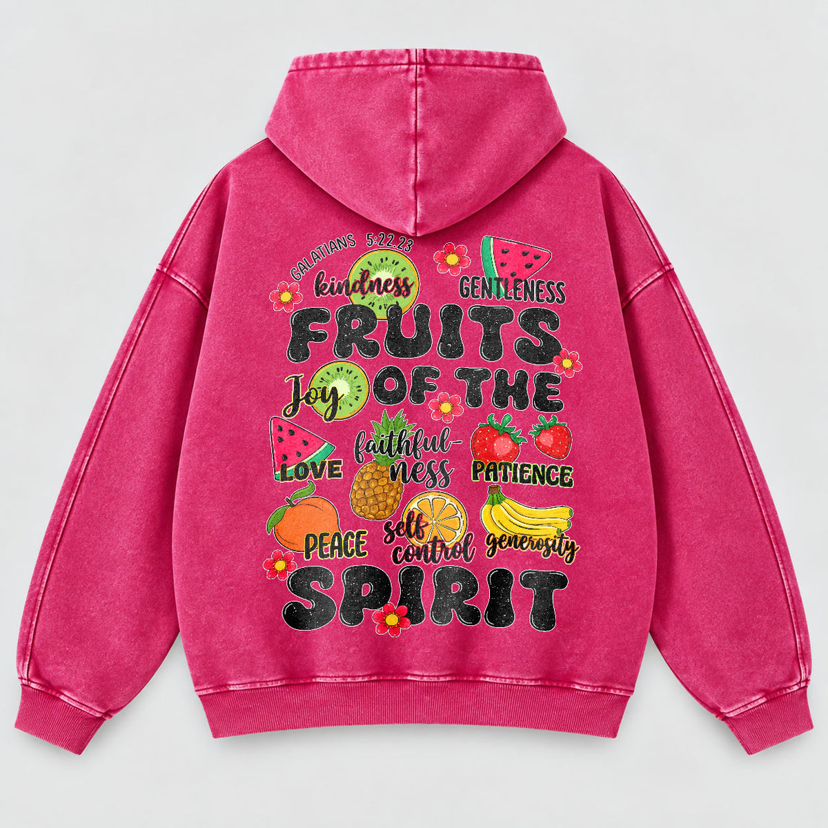 Fruits of the Spirit Washed Hoodie - Fruit Christian Hoodie