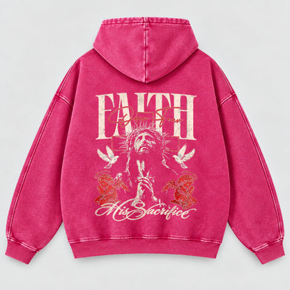 Faith Over Fear Washed Hoodie – Vintage Bootleg Jesus Christian Streetwear Hoodie