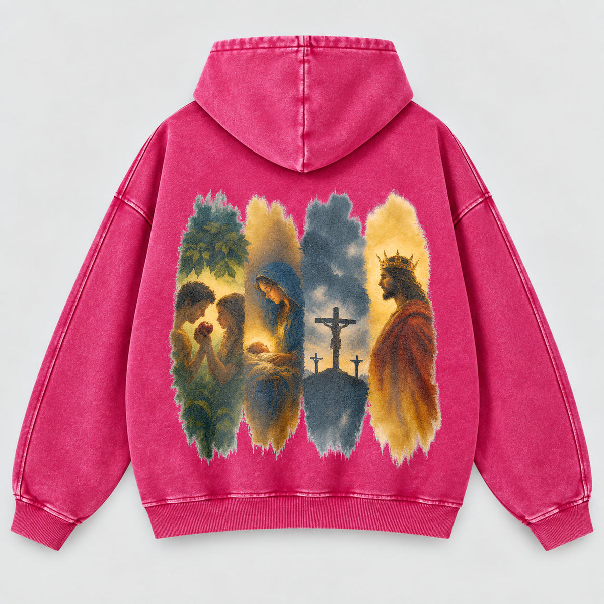 The Gospel Story Washed Hoodie – Jesus Life Watercolor Christian Hoodie