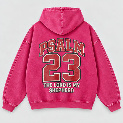 Psalm 23 Washed Hoodie – The Lord Is My Shepherd Varsity Christian Hoodie