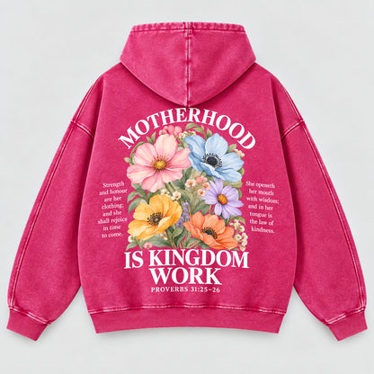 Motherhood Is Kingdom Work Washed Hoodie