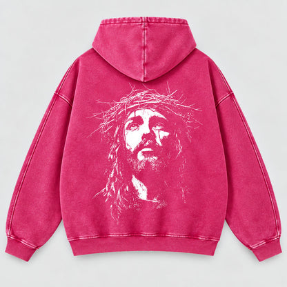 Jesus Crown of Thorns Washed Hoodie