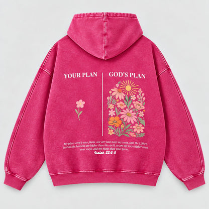 Your Plan God’s Plan Washed Hoodie – Wildflower Christian Hoodie