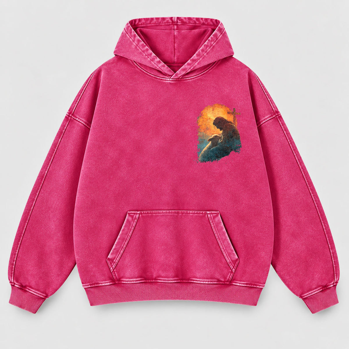 Jesus Good Shepherd Washed Hoodie – Lamb & Cross Christian Hoodie