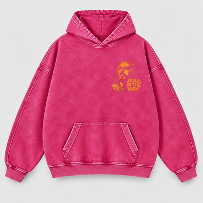 Jesus Is The Way Washed Hoodie