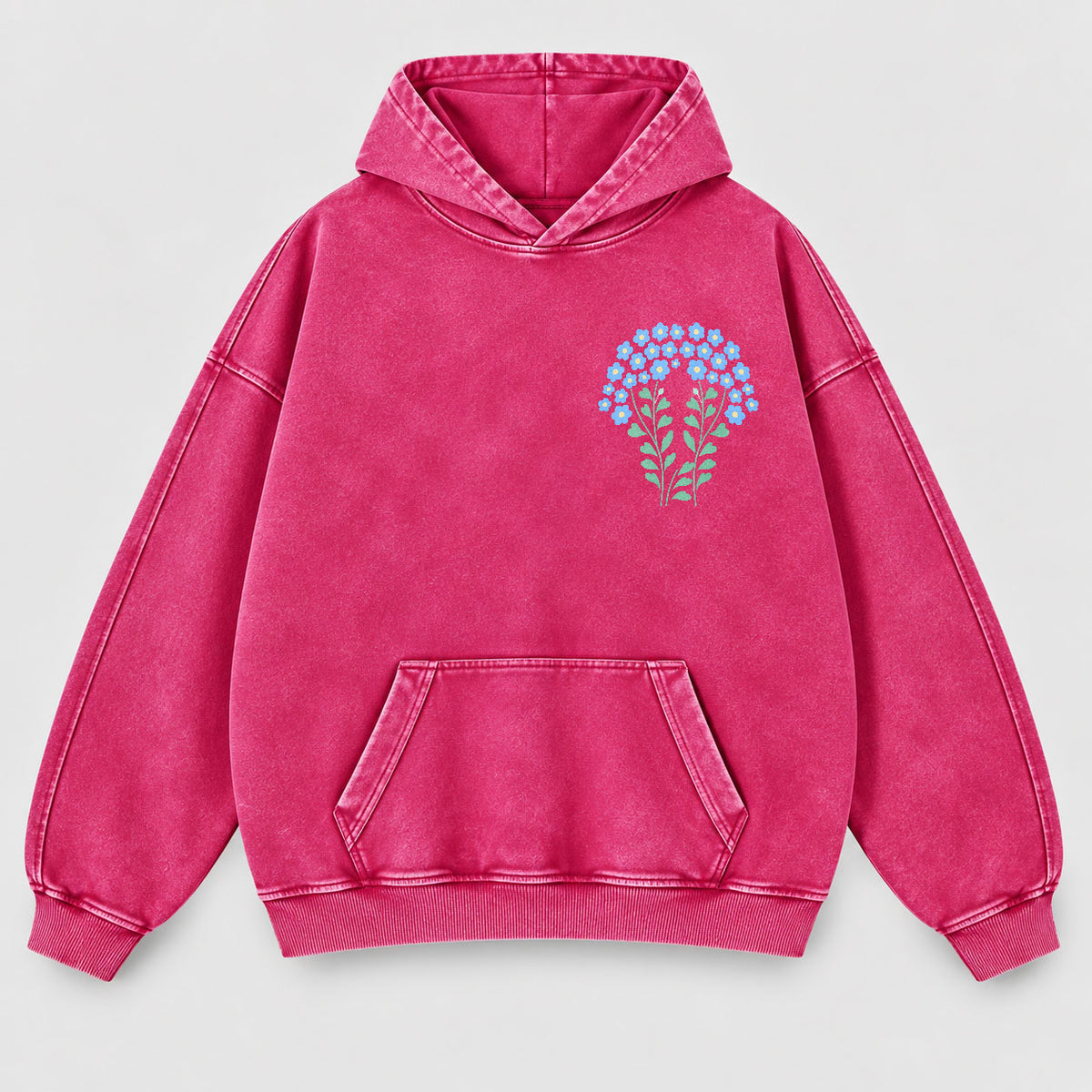 His Love Endures Forever Washed Hoodie – Boho Wildflower Christian Hoodie