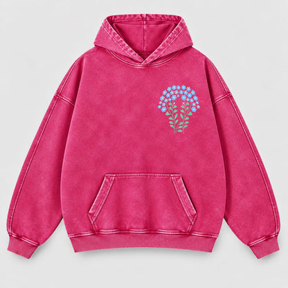 His Love Endures Forever Washed Hoodie – Boho Wildflower Christian Hoodie