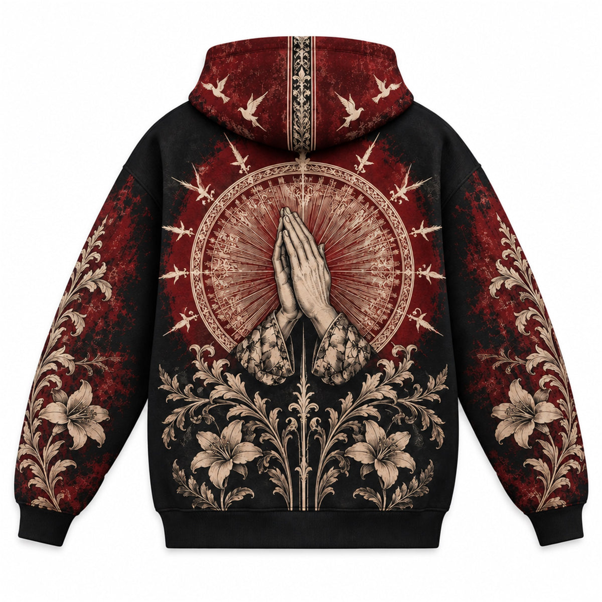 Praying Virgin Mary Vintage Gothic 3D Hoodie – Christian All Over Print Pullover