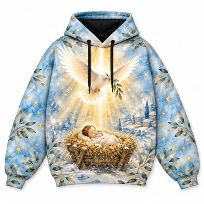 Prince of Peace Dove Christian 3D Hoodie – Baby Jesus Nativity