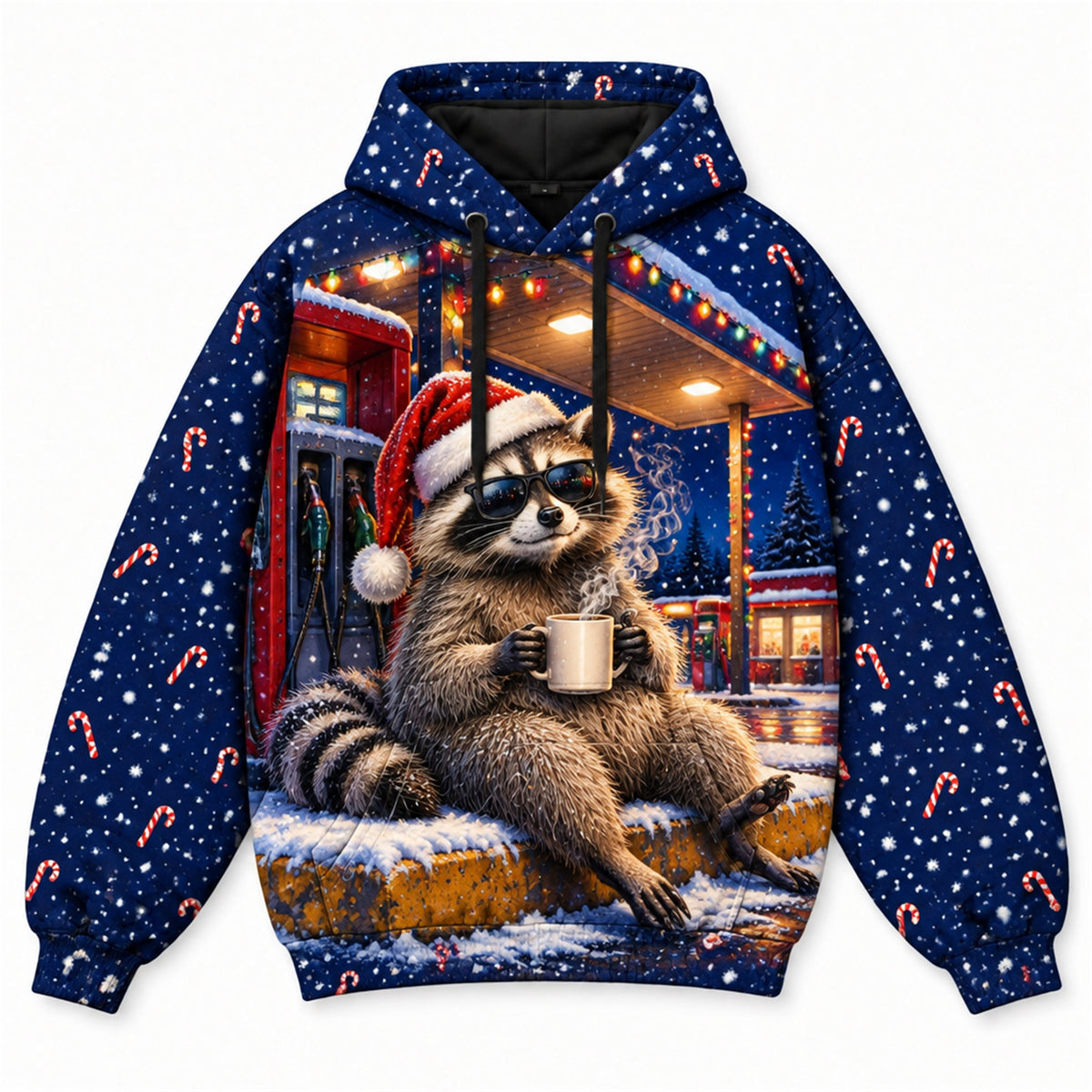 Silent Night Not My Problem Christian 3D Hoodie – Funny Raccoon