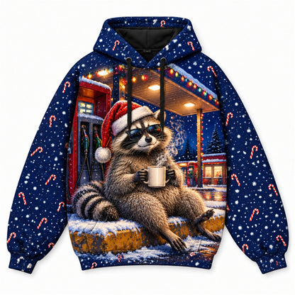 Silent Night Not My Problem Christian 3D Hoodie – Funny Raccoon
